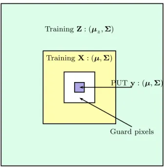 Figure 1: Pixel under test and training samples.