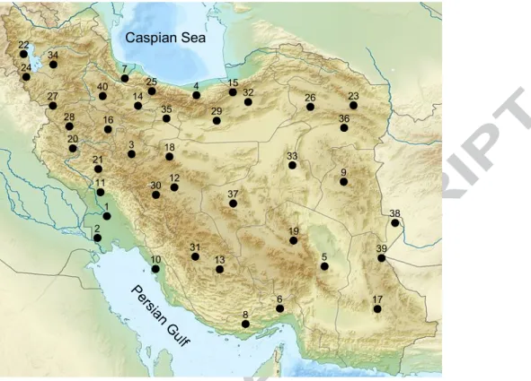 Fig. 1  Map of the study area with location of the stations 12345678910111213141516171819202122232425262728293031323334353637383940Caspian Sea