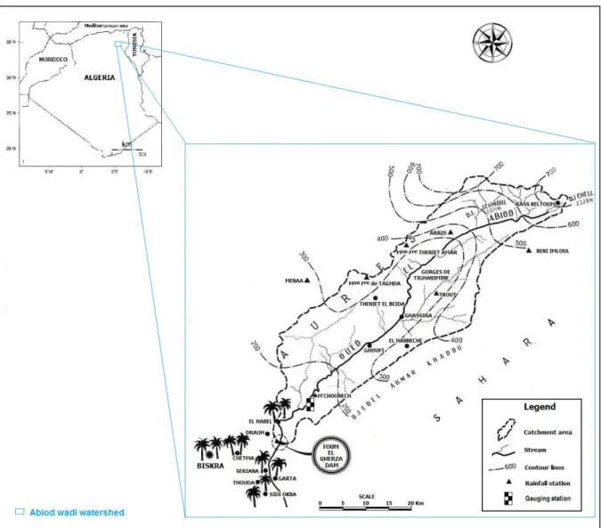 Figure 1.Geographical location of the Abiod wadi watershed 531 