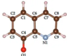 Fig. 2 The q molecule. O atom: red ball; N atom: blue ball; C atoms: brown balls; H atoms: white balls.