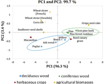 Fig. 8. Score plot of the PCA on the remaining solid mass versus the duration of 