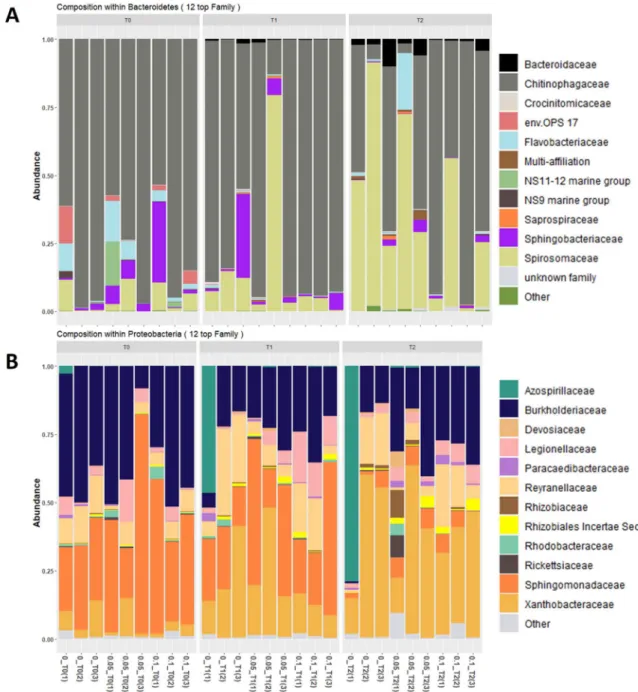 Figure  S4:  Relative  abundance  of  bacterial  families  from  phyla  Bacteroidetes  and  Proteobacteria from the water column