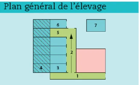 Figure 1 : Exemple d'organisation d'un élevage félin (Boucher et al., 2014) 