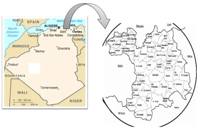 Fig. 8. Localisation et limite s administratives de la wilaya de Sétif  