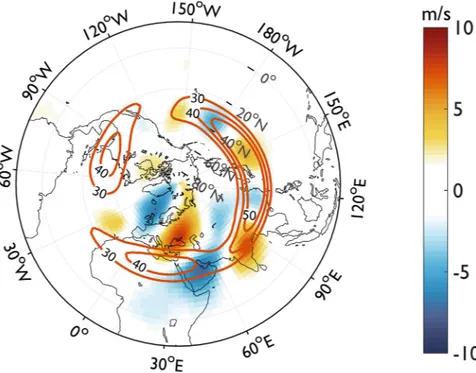 Figure 5.  Rossby waves developing in the North Atlantic during winter warm-spells as they merge into the 