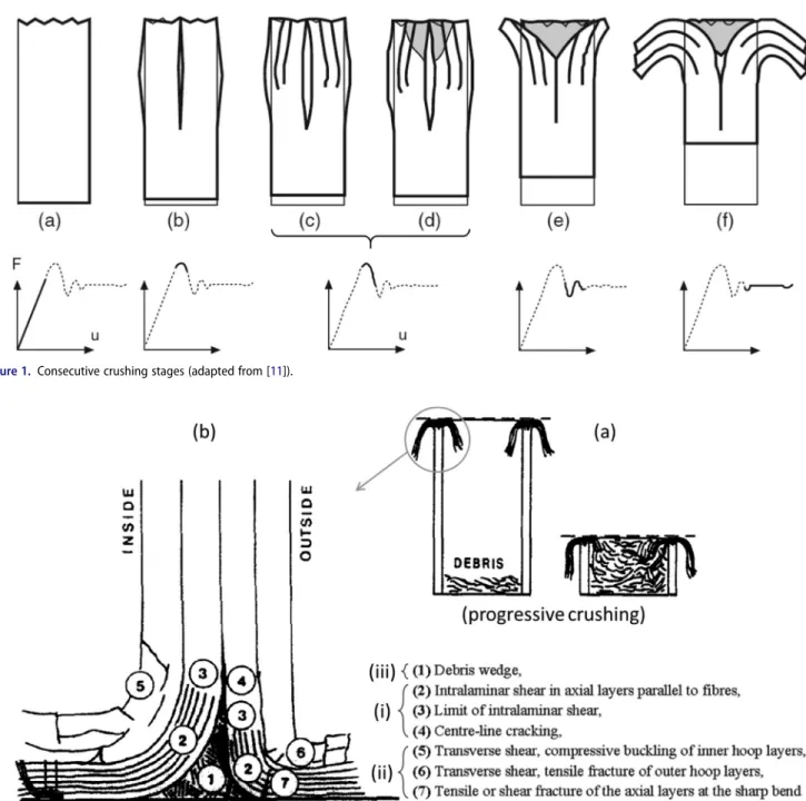 Figure 2. Major rupture mechanisms occurring at the crush zone (adapted from [ 10 ]).