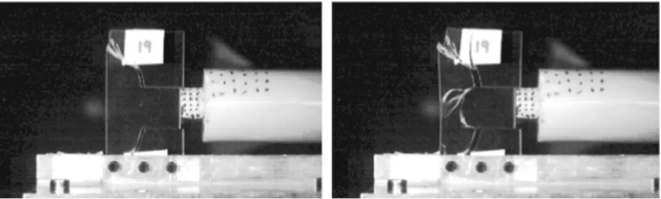Fig. 10 Sequences of frames recorded by the high-speed camera at impact velocity of 30 m/s