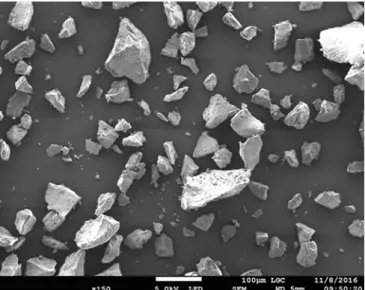 Fig. 6. SEM photograph of powder at 150× magnification.