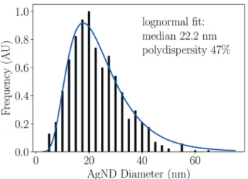 Fig.   3  UV-visible  spectrum  of  a  typical  dispersion  of  silver  nanodisks  as   measured  experimentally  (crosses)  and  simulated  with  the  DDA  (black   line,  see  text  for  details)