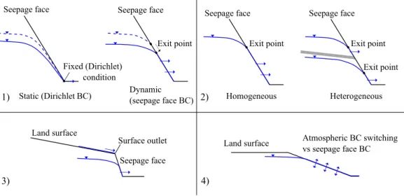 Figure 1. Conceptual representation of the boundary conditions (BC) implemented for the four analyses performed.