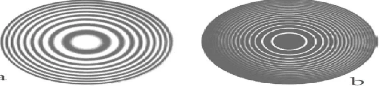 Figure III. 9: Lame a faces parallèles : interférence par ondes multiples, (a) Observation par 