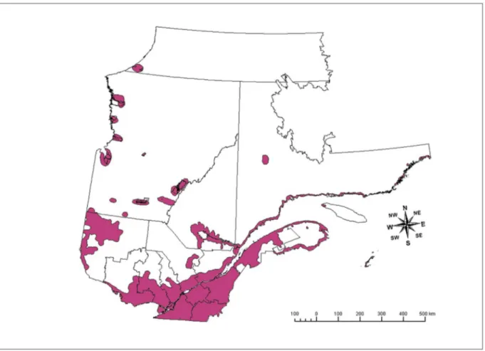 Fig. 1. Study areas. In the province of Quebec (Canada).
