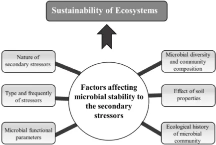 Figure 2. Schematic representation of possible factors affecting the stability of soil microbial 