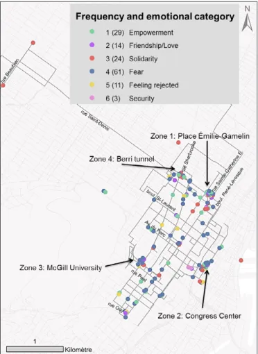Figure 2. Significant places and related emotions