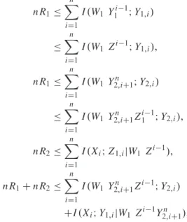 Fig. 1 illustrates the two rate regions for a given α ∈ [0 : 1]. The corner points C and D of R E belonf to C 1 