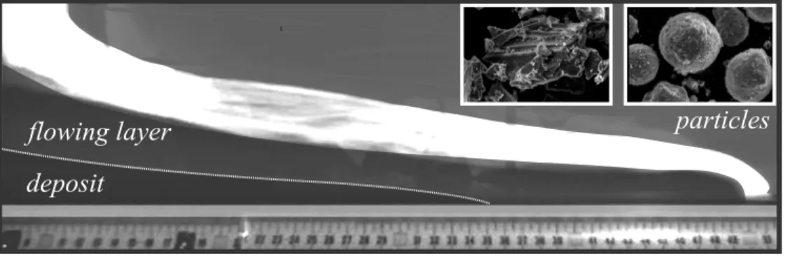 FIG. 2. Picture of the dam-break flow of an expanded suspension of volcanic ash heated at 180 ◦ C