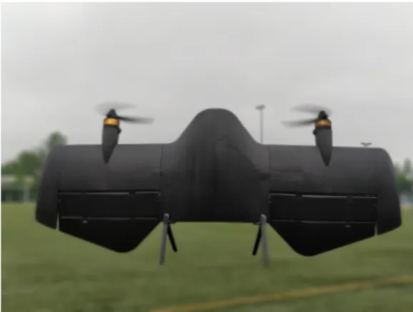Fig. 3. Convertible UAV Cyclone hovering with negative ﬂap deﬂection.