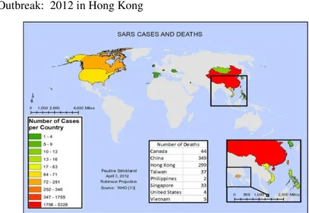 Figure 1.7. SARS cases end death around the world (in 2012) 