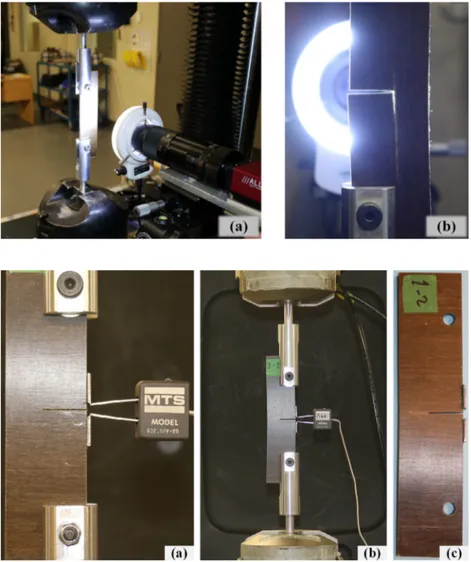 Fig. 3.  Test setup with DIC used to measure NMOD (a) and  failed  ECT  UD  specimen  (b)