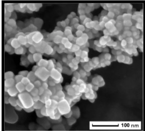 Fig. 8 Image MET de nanoparticules de  BaTiO 3  obtenues par synthèse en milieux 