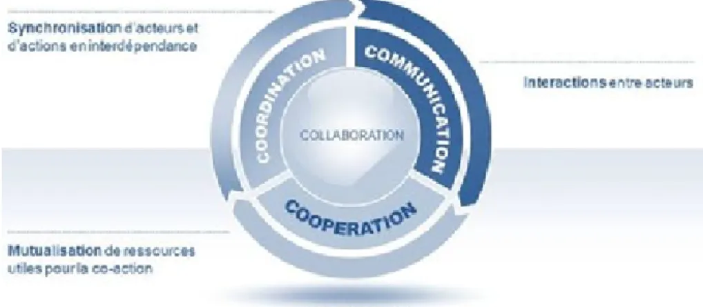 Fig. 11: La Collaboration Capteur d’écran des trois processus complexes, (Levan, 2004) [source : auteur]