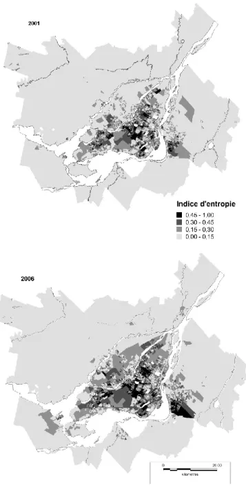 Figure 1. Diversité ethnoculturelle en 2001 et 2006 
