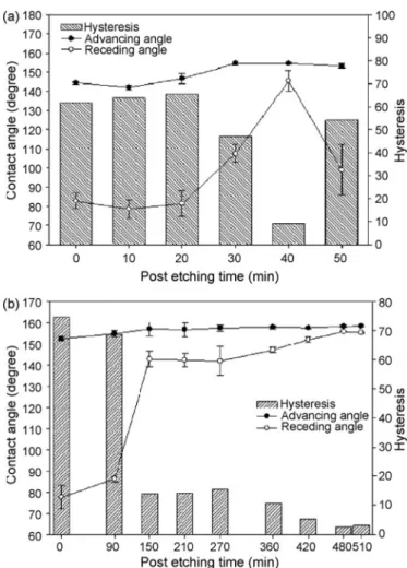 Fig. 15. SEM images of (a) PAA (360 min of etching) and (b) SAA surface (30 min of etching)