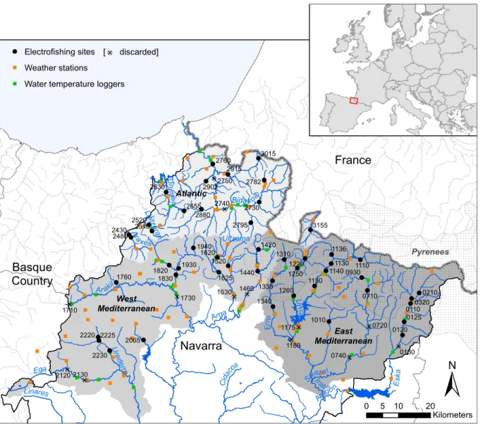 Figure 3: Sampling design and study area. The study area (6,420 km 2 ) is the northern section