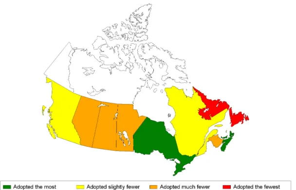 Figure 5. Provinces’ classification according to the four categories of pro-environmental behaviours, Indoor Index, 2007