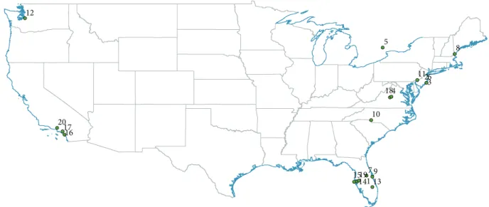 Figure 2: Locations of the retrieved stations of stormwater quality.