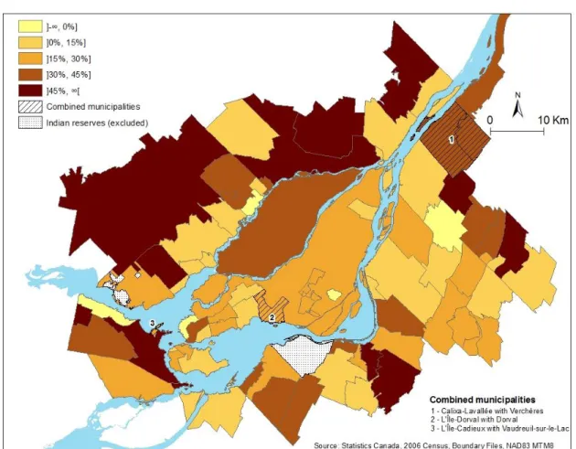 Figure 2  Projected population growth rates by municipality, MMC, 2006 to 2031 