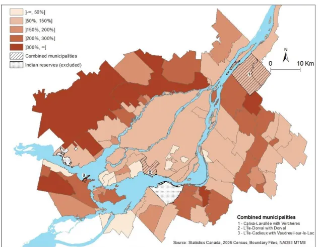Figure 3  Projected growth of the population aged 65 and over by municipality, MMC, 2006 to 2031 