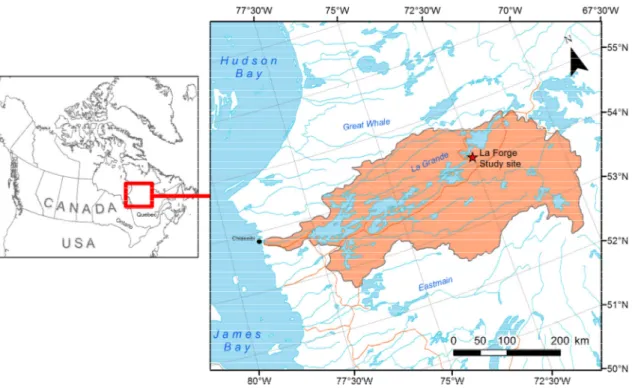 Figure 1. Location of the “La Grande” basin in the north-central part of the Province of 