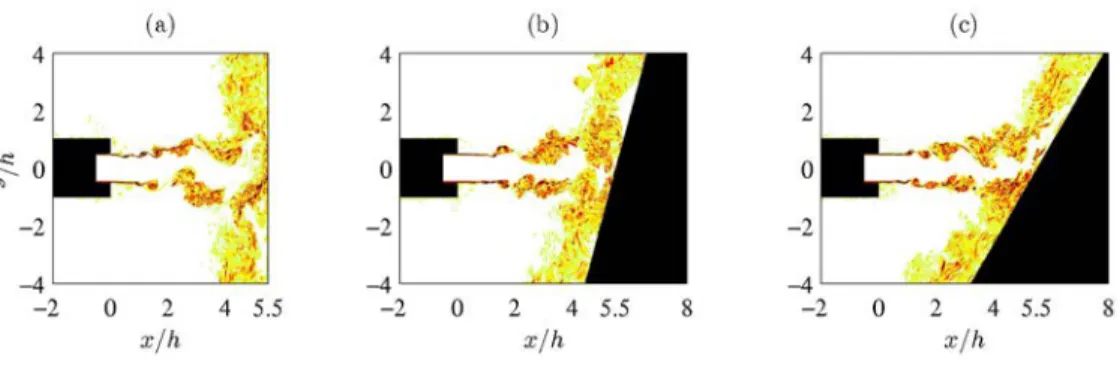 Figure 2. Snapshots obtained in the (x, y) plane of vorticity norm |ω| = pω 2