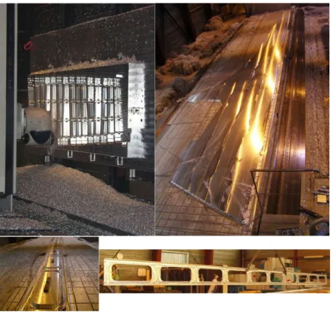 Figure 3: Machining examples of large aerospace monolithic parts made of aluminium alloy [6]