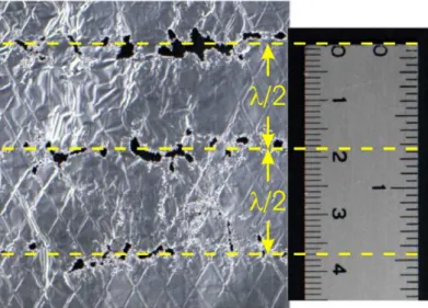 Figure III.4 : Erosion d’une feuille d’aluminium irradiée par des ultrasons de puissance  (Zeqiri et al