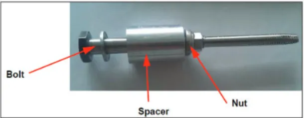 Figure 6. Specimen ready for pull-through tests.Figure 5. Machined bolt for loading the insert.