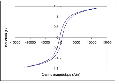 Figure 2.5 : Cycle d'aimantation d'un matériau magnétique composite soumis à une excitation alternative très lente 