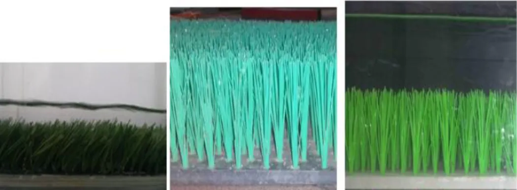 Fig. 1. Picture of the vegetation used for experiments S1 (left), S2 (center) and S3 (right)
