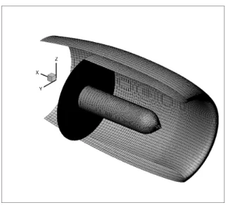 Fig. 2 Cut view of the XRF1 nacelle. Pressure boundary condition is imposed on the black surface.