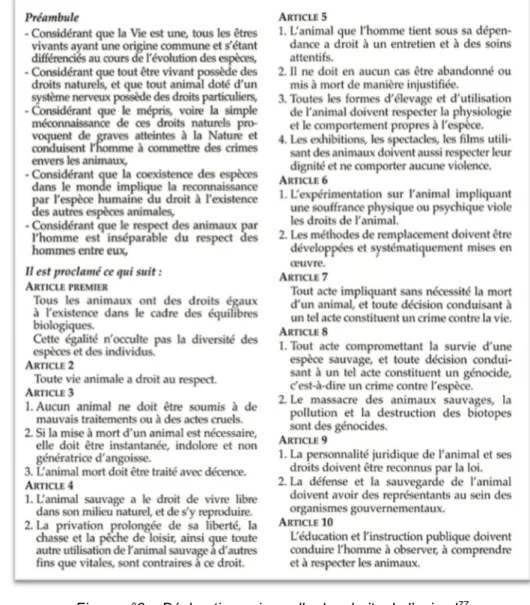 Figure n°3 – Déclaration universelle des droits de l’animal 77