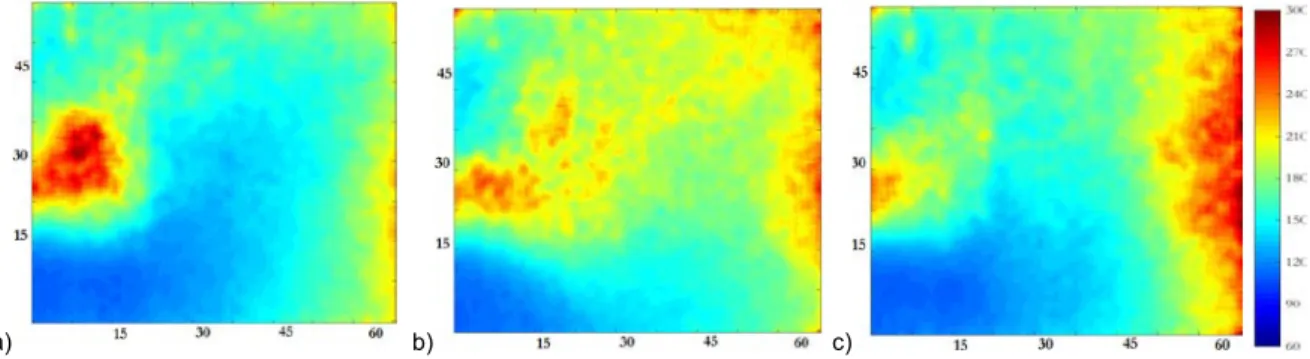 Figure 9.  Maps of mean nearest-neighbour inter-droplet distance under non-reactive conditions with filter size of 51x51 pixels 
