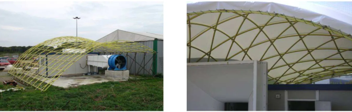 Figure 1.35. Deuxi`eme prototype de gridshell `a l’ ´ Ecole des Ponts ParisTech