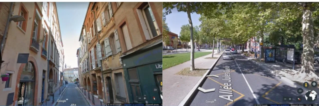 Figure 5-6. Example of Urban environment during the Second Data collection. The street view is  provided by Google Earth