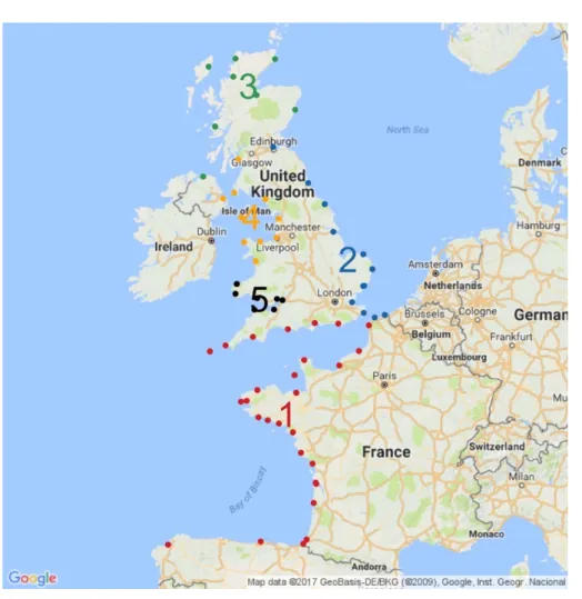 Fig. 22 – The five physical and statistical regions founded in the PhD thesis of Weiss 2014 