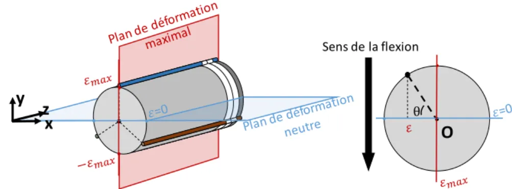 Figure II.3  Schémas pour les plans de déformation maximale et neutre 
