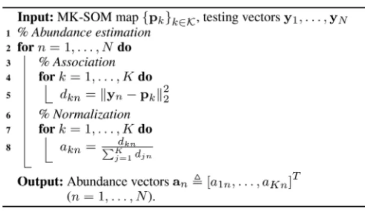 Fig. 2  Algorithm 2: MK-SOM unmixing: testing step