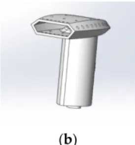 Figure 4. The hoods where the temperature and humidity sensors are placed: (a) hoods installed on 