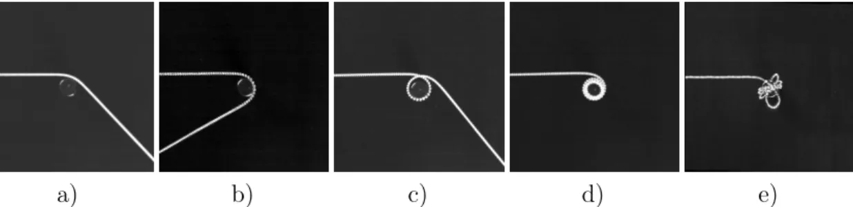 Figure 2.4 – Chronophotographies de gouttes d’oxygène à proximité d’un aimant, vues du