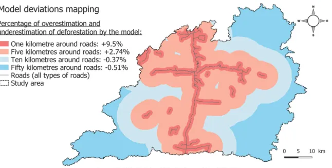 Fig. 3. Deforestation error by buffer (in 1990)